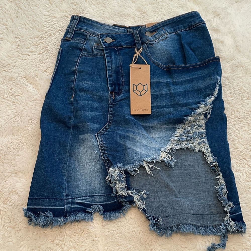 Asymmetrical denim skirt